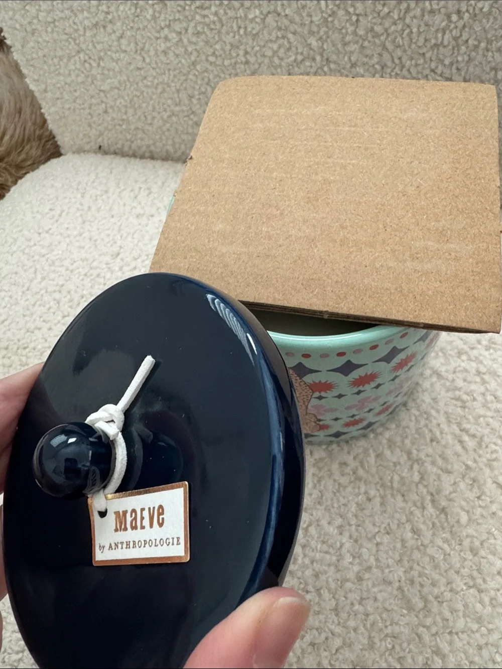 Anthropologie‎ Floral Jasmin Blossom Ceramic candle - Blue Leopard Maeve